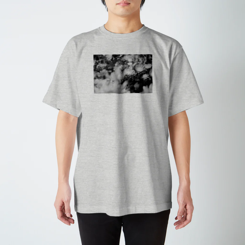 akane_art（茜音工房）のモノクロフラワー（キク） Regular Fit T-Shirt