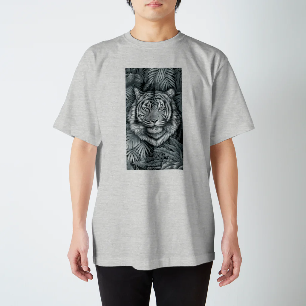 線描屋（ペン画）  ChirikoMatsuno のTiger（線画 トラ ペン画） Regular Fit T-Shirt