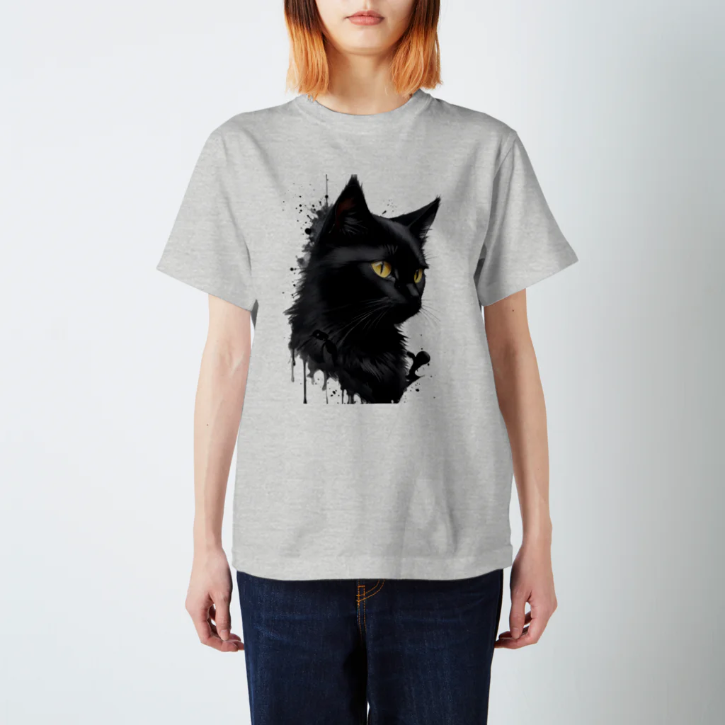 keitkulithの黒猫インクアートver01 スタンダードTシャツ