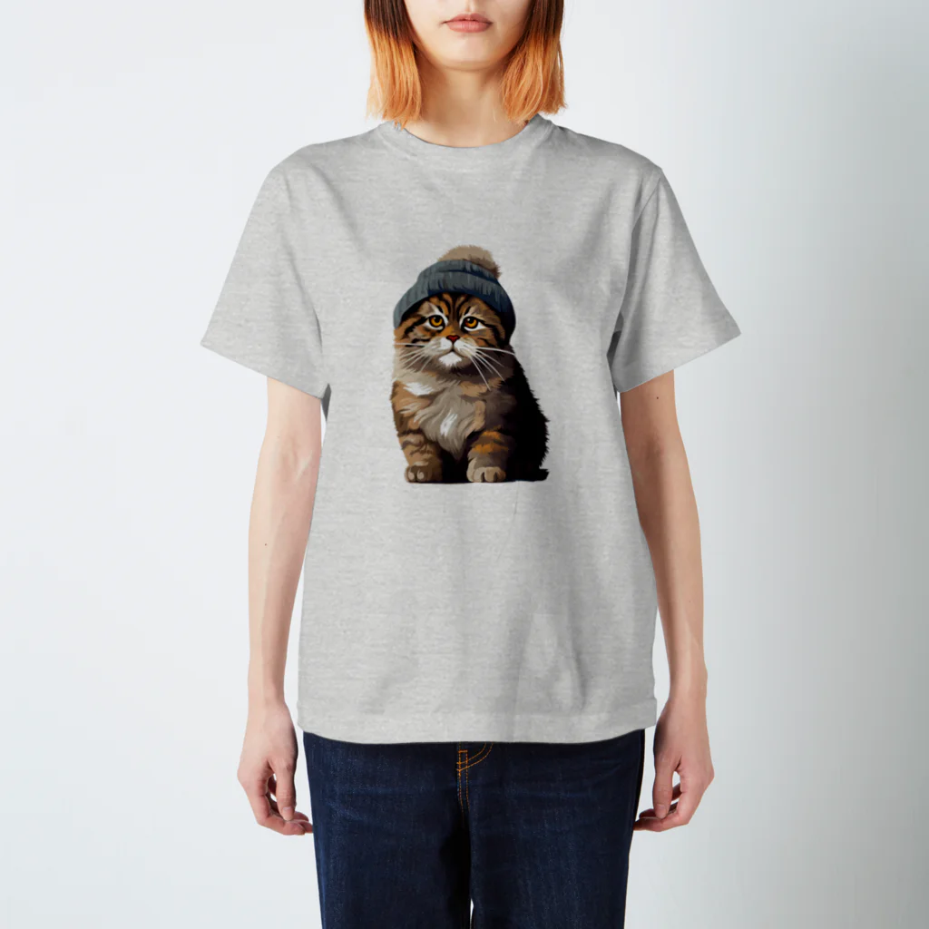 chubby the catのknit hat cat スタンダードTシャツ