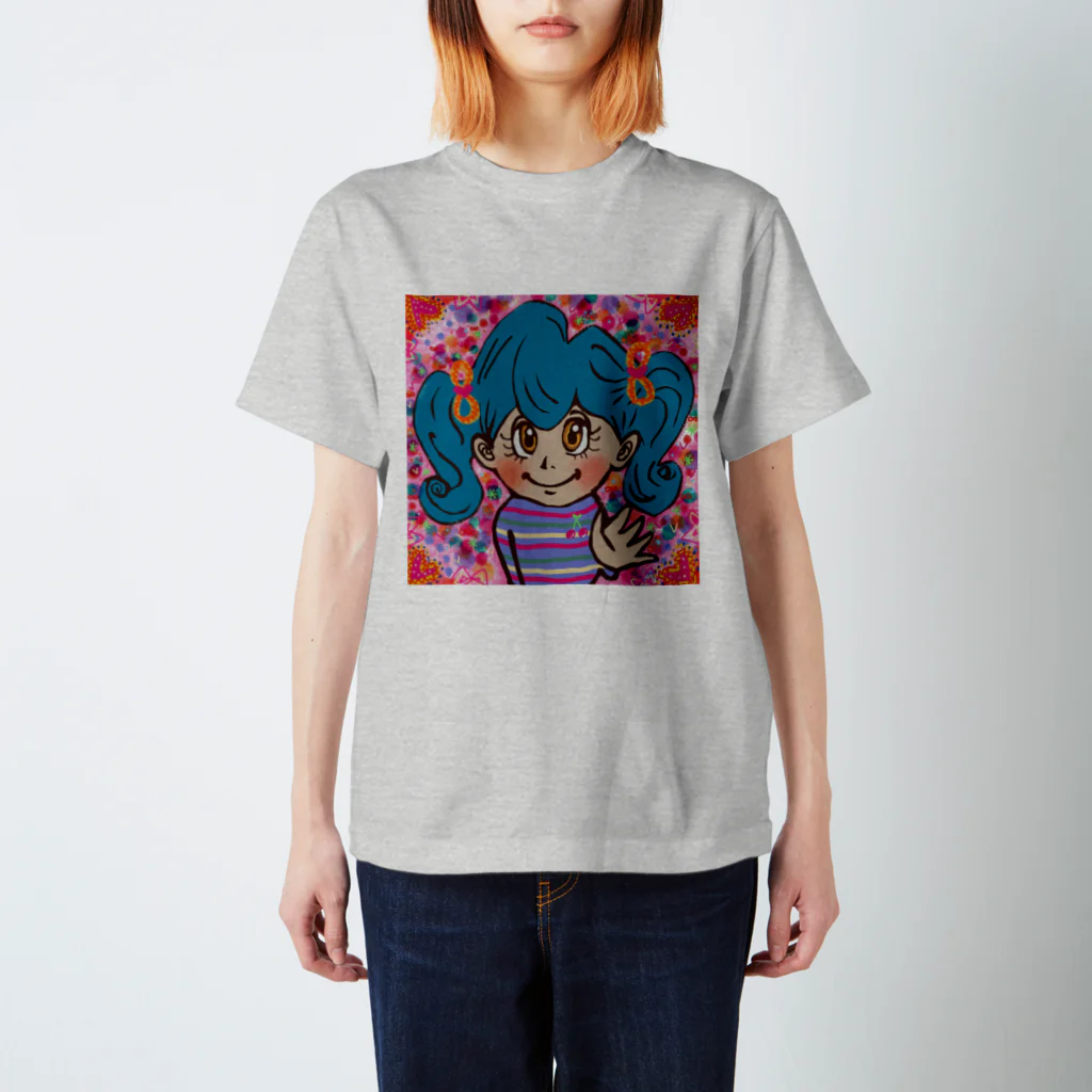 にじわたりねこのかわいい心　女の子イラスト スタンダードTシャツ