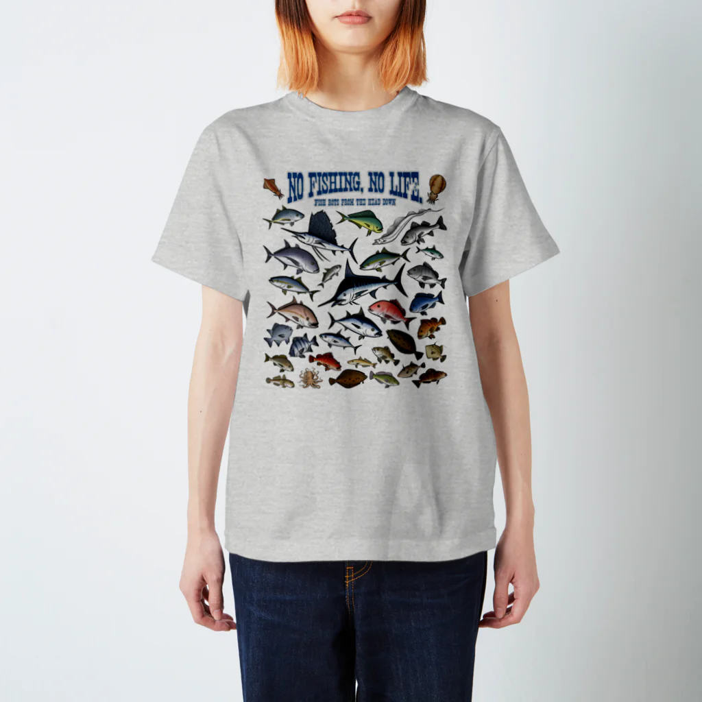 猫と釣り人のSaltwater fish_3C スタンダードTシャツ