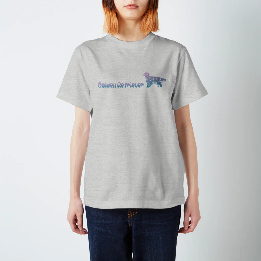 AtelierBoopの花-sun ゴールデンレトリバー 文字あり 티셔츠