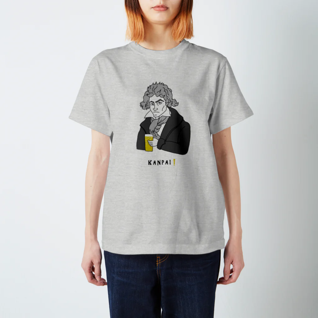 ビールとアート TM-3 Designの偉人 × BEER（ベートーベン）黒線画 티셔츠