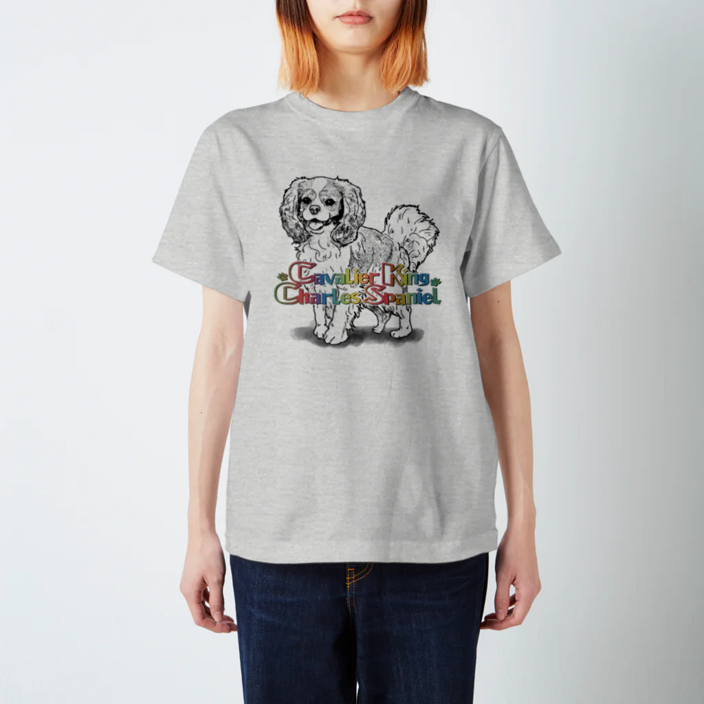 オリジナル工房プリントンの線画 キャバリア 前面プリントTシャツ＜淡色＞ スタンダードTシャツ