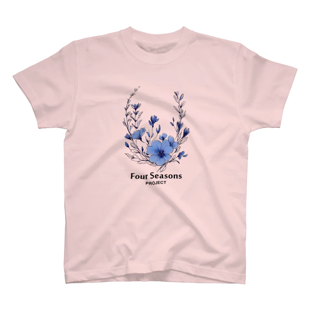 Four_Seasons_PJの青い野の花【A2】 Regular Fit T-Shirt