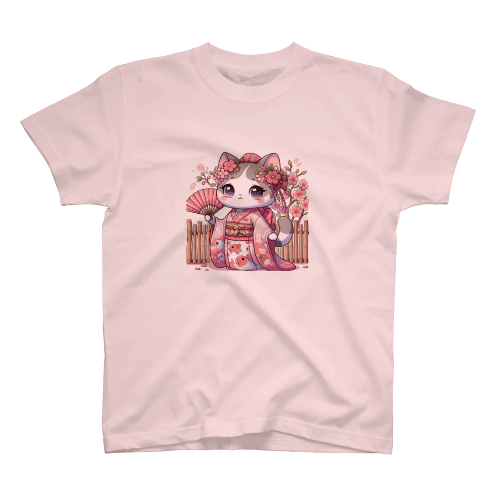猫好き Japanの振り袖ねこ Regular Fit T-Shirt