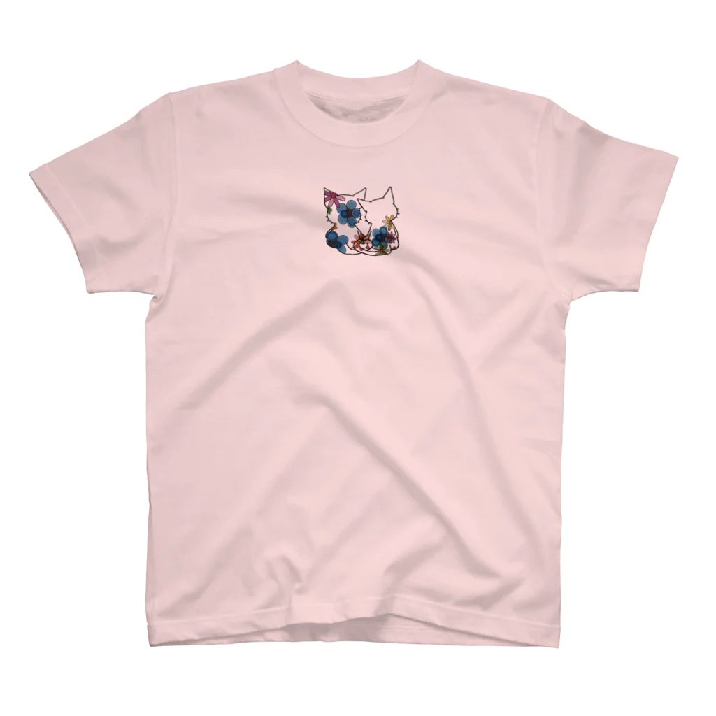 CLOVER-SHOKOのネコ＊なかよし♪　花カラフル スタンダードTシャツ