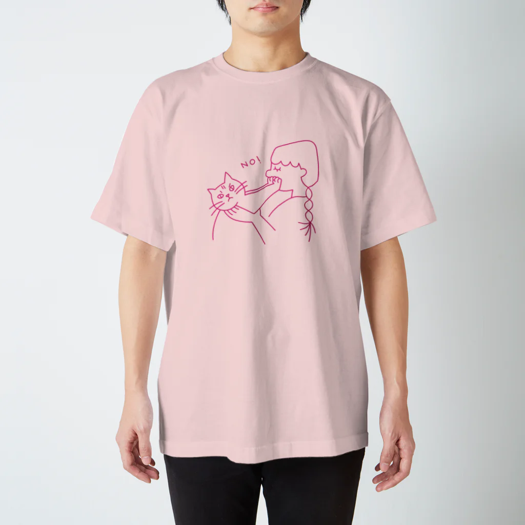 かにのたけなみのお断りねこ（ピンクの線） スタンダードTシャツ