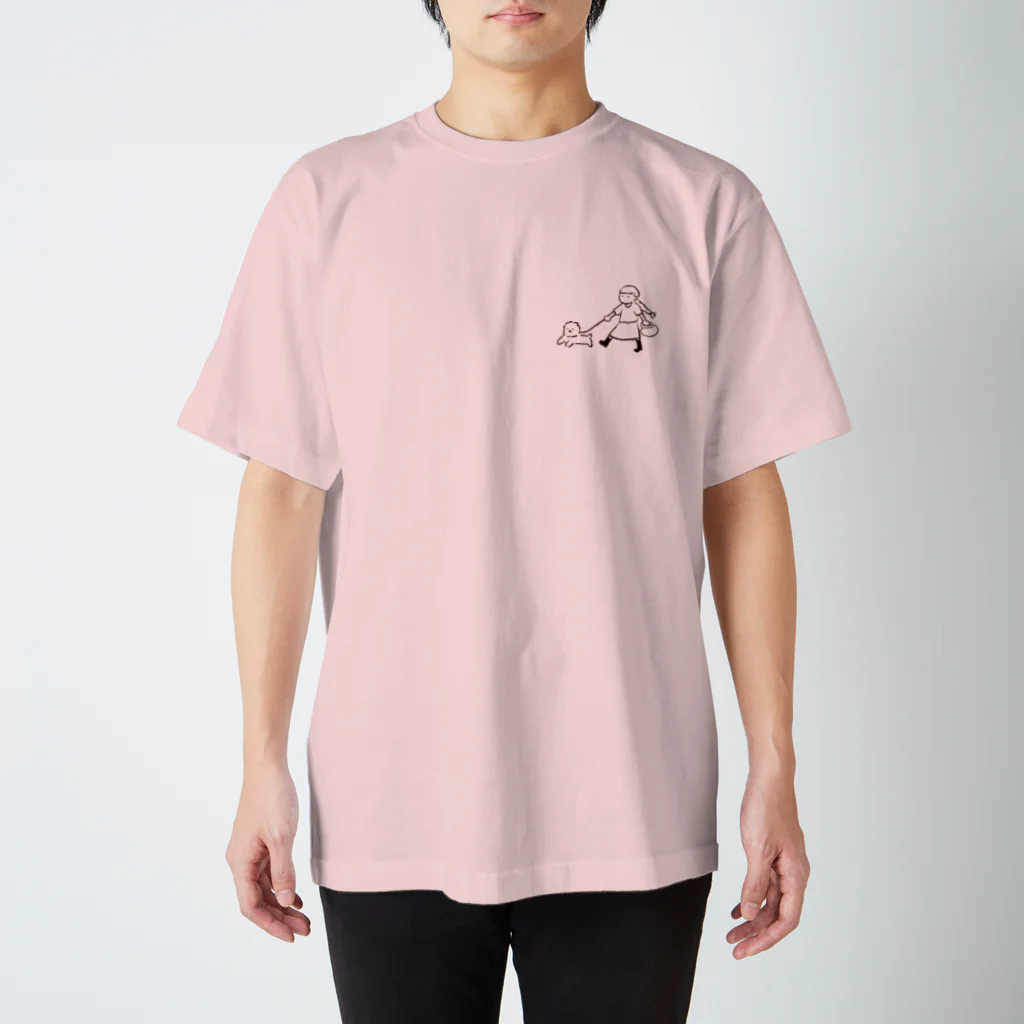 ぬんぬんの部屋のお散歩 〜モコと三つ編みちゃん〜 スタンダードTシャツ