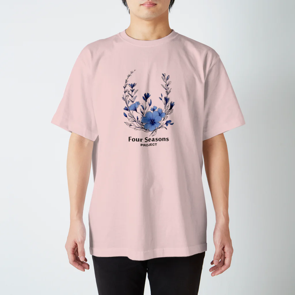 Four_Seasons_PJの青い野の花【A2】 スタンダードTシャツ