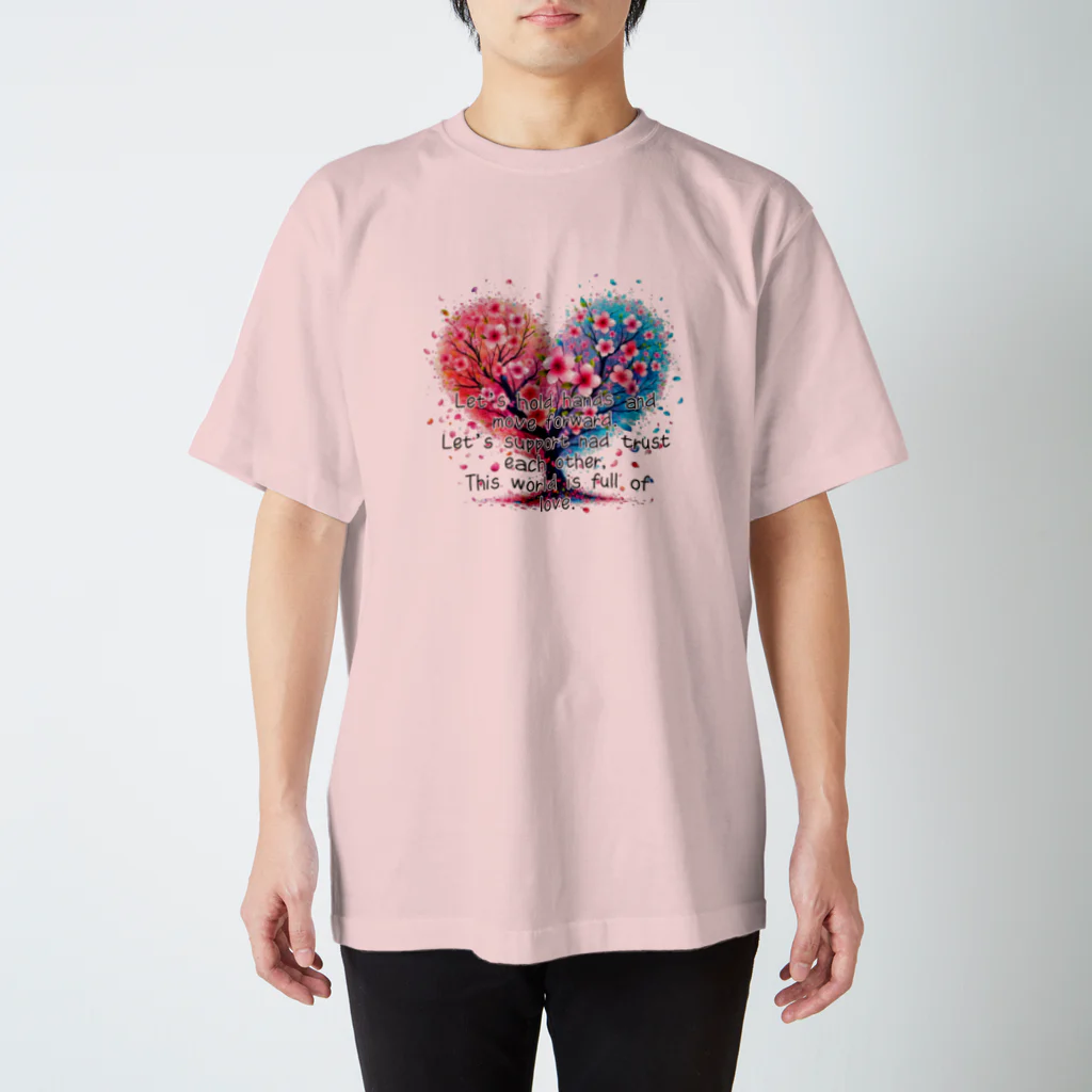 Chika-Tataのサクラとハート Regular Fit T-Shirt