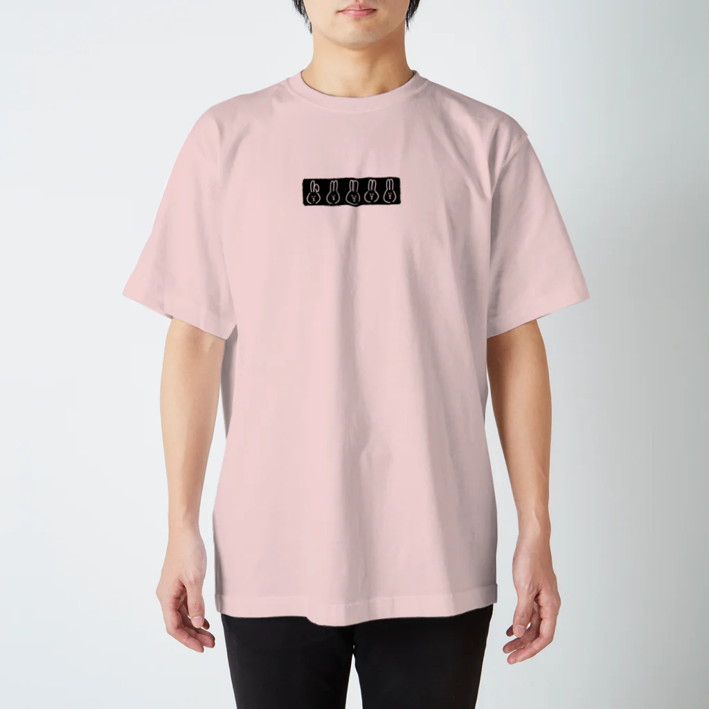 suzuharu_no_goodsのうささんズ　黒プリント Regular Fit T-Shirt