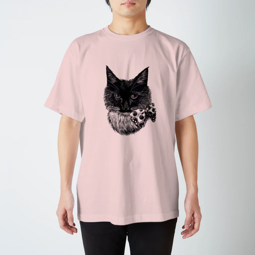 sirokuroの長毛黒猫 スタンダードTシャツ