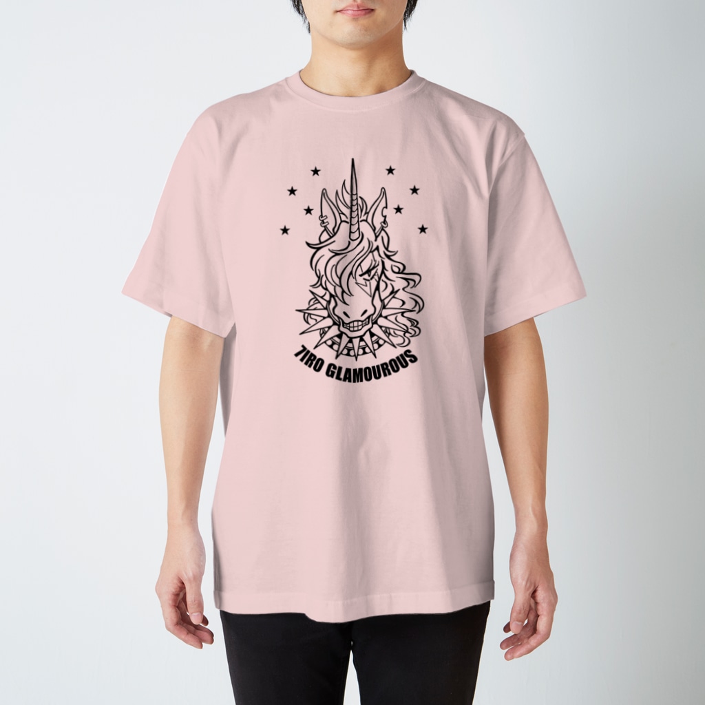 7IRO GLAMOUROUSのノエル・デストロイ・クラッシャー線画Tシャツ淡色 Regular Fit T-Shirt
