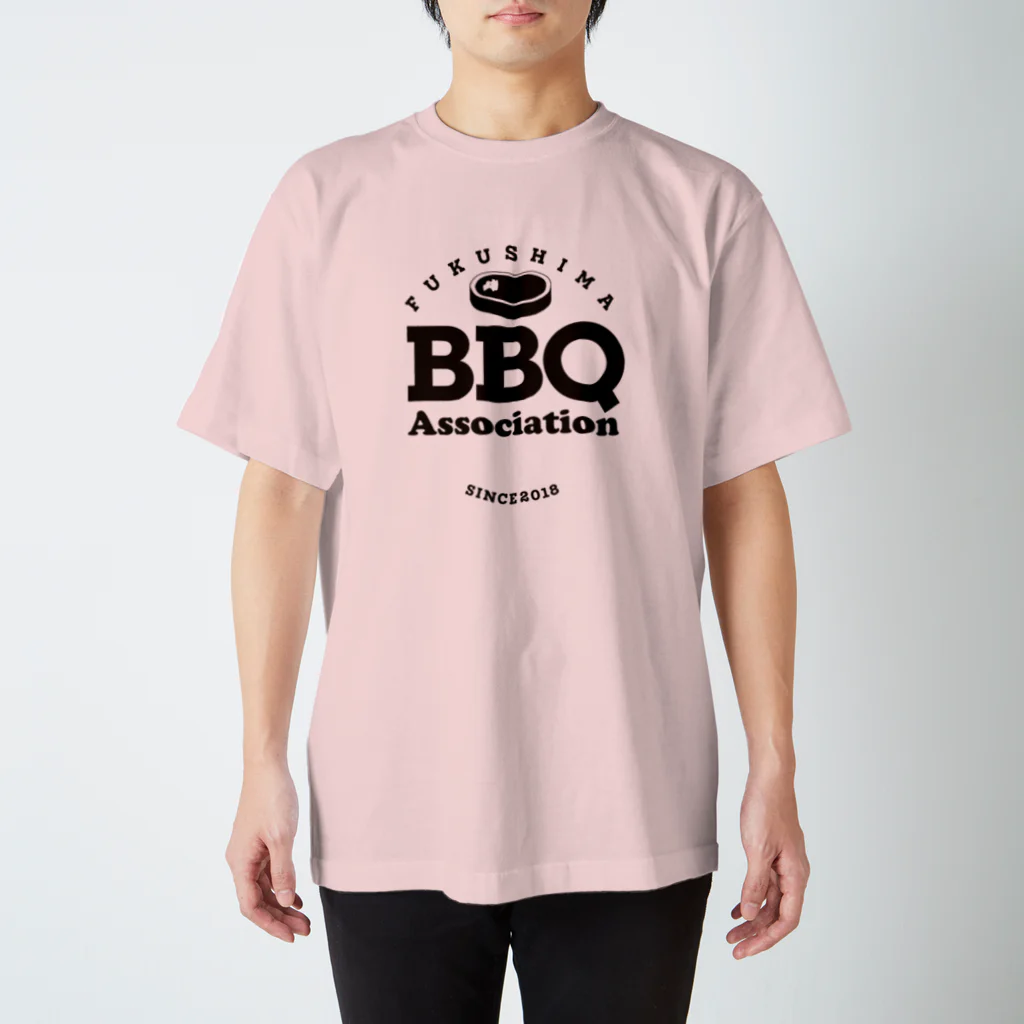 福島バーベキュー協会SHOPの福島BBQ協会Circleロゴ黒文字 スタンダードTシャツ