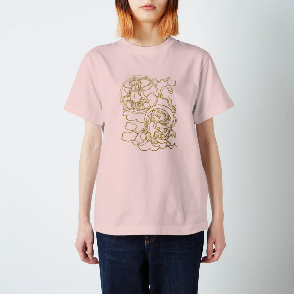 Metime Designs ☆ みぃたいむデザインの風猫⚡雷猫〈線画ver.〉 スタンダードTシャツ