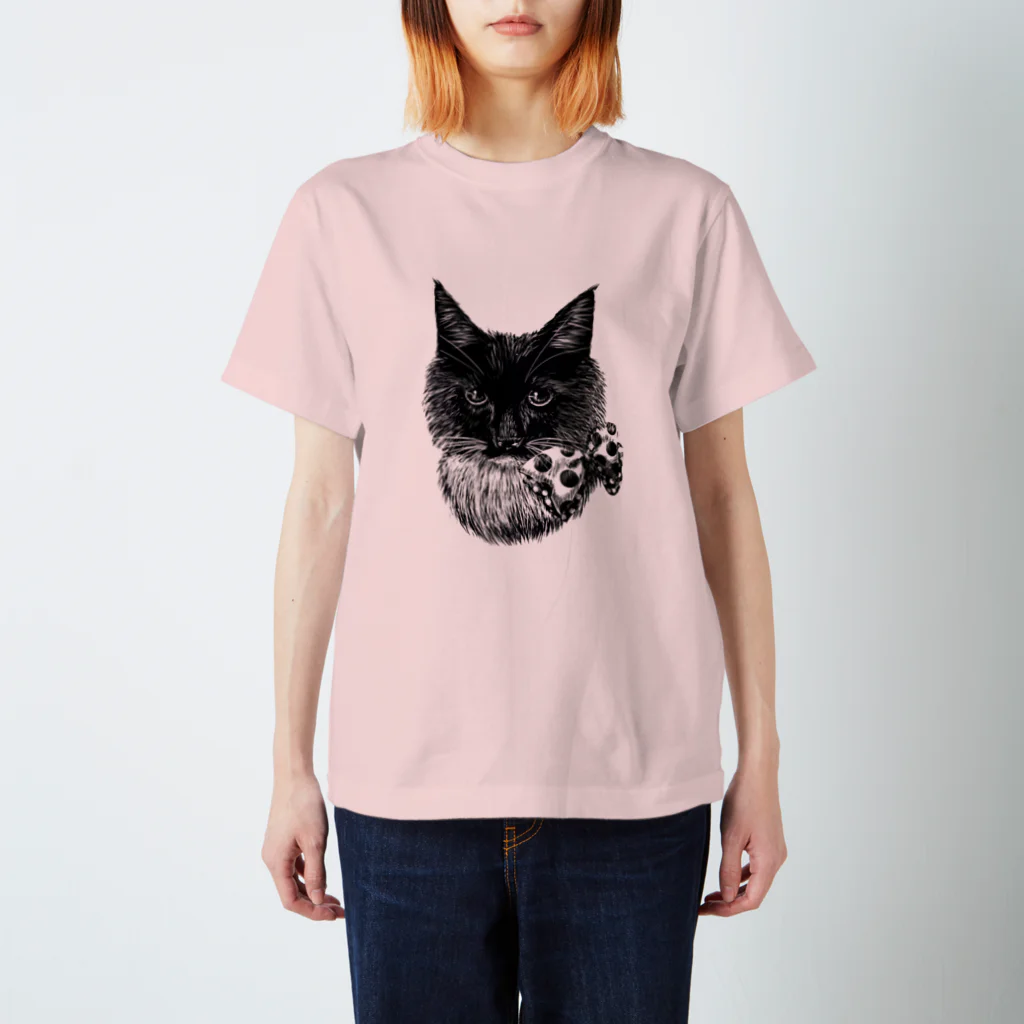 sirokuroの長毛黒猫 スタンダードTシャツ