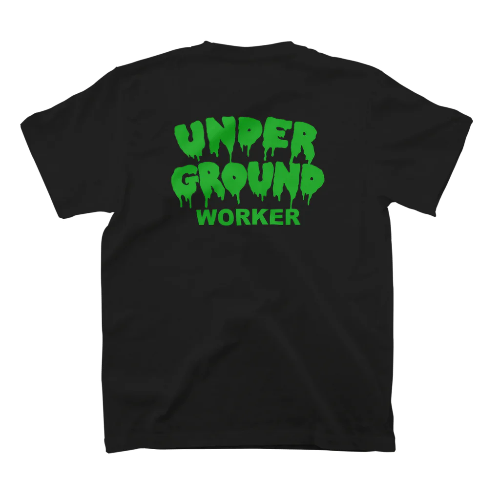 地下労働者GOODSストアのグリーン地下労働者ロゴTシャツ2022 スタンダードTシャツの裏面