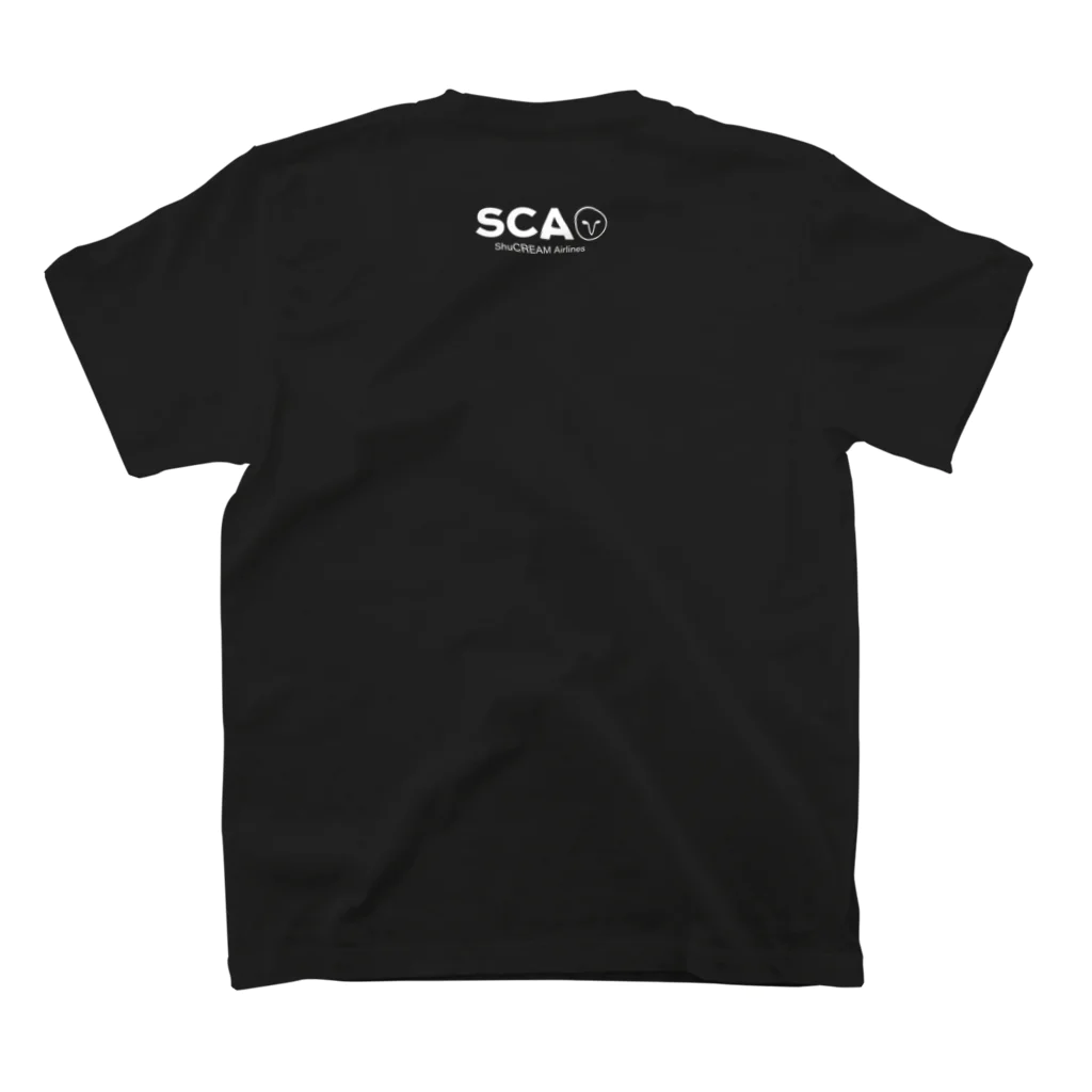 SHOP by bonustraxxのShuCREAM Airlines シュッとしたフライト ダークカラー スタンダードTシャツの裏面