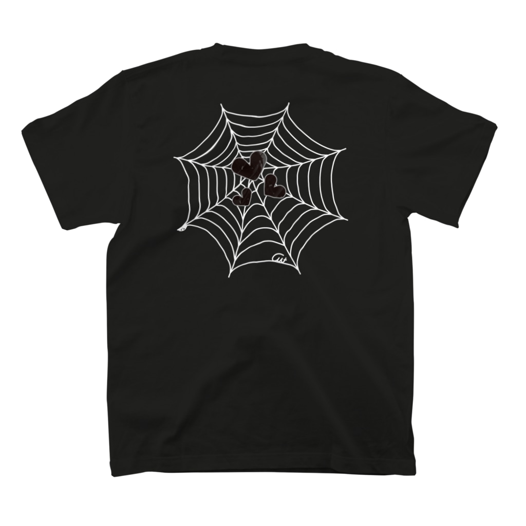 イラスト MONYAAT のバックプリント ハートをキャッチな蜘蛛の巣 Regular Fit T-Shirtの裏面