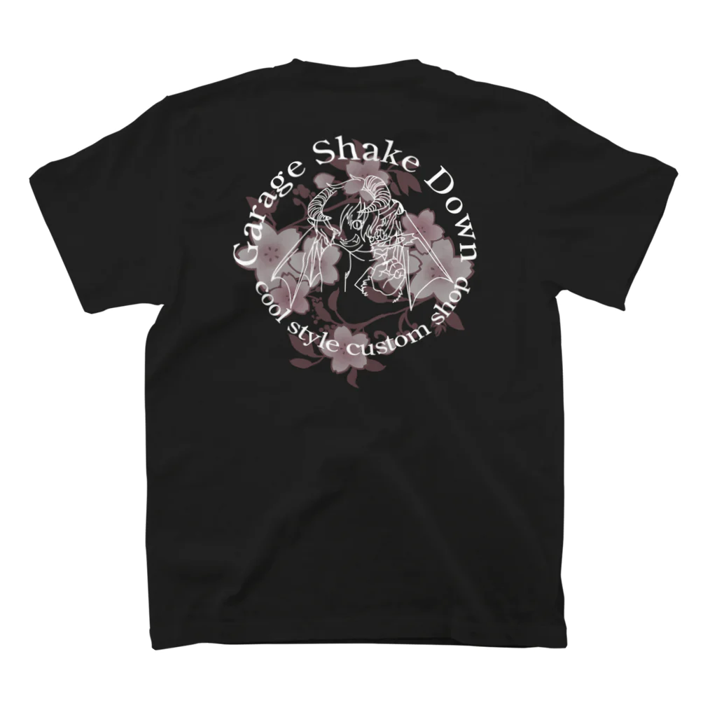 ガレージシェイクダウンの花柄鬼っこ スタンダードTシャツの裏面