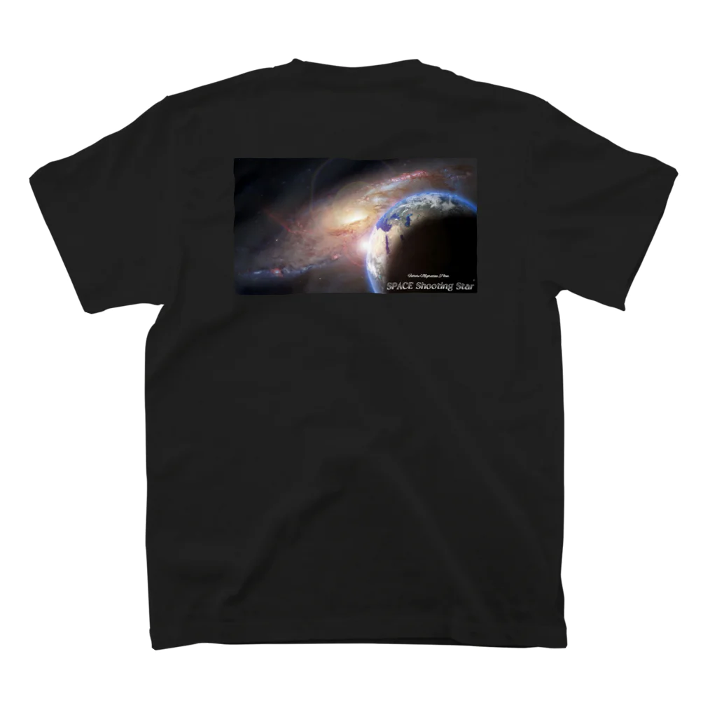 SPACE Shooting Star 🌟☆彡の宇宙惑星地球🌏  悪魔 😈 ORIGAMI🚀✨ブラック👿😈⚫️ スタンダードTシャツの裏面