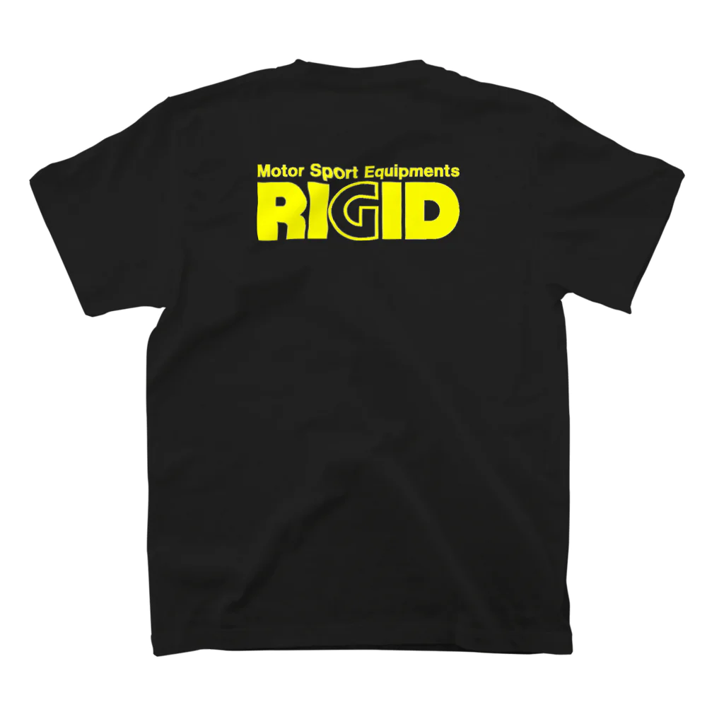リジット・モータースポーツのRIGID透過黄ロゴ スタンダードTシャツの裏面
