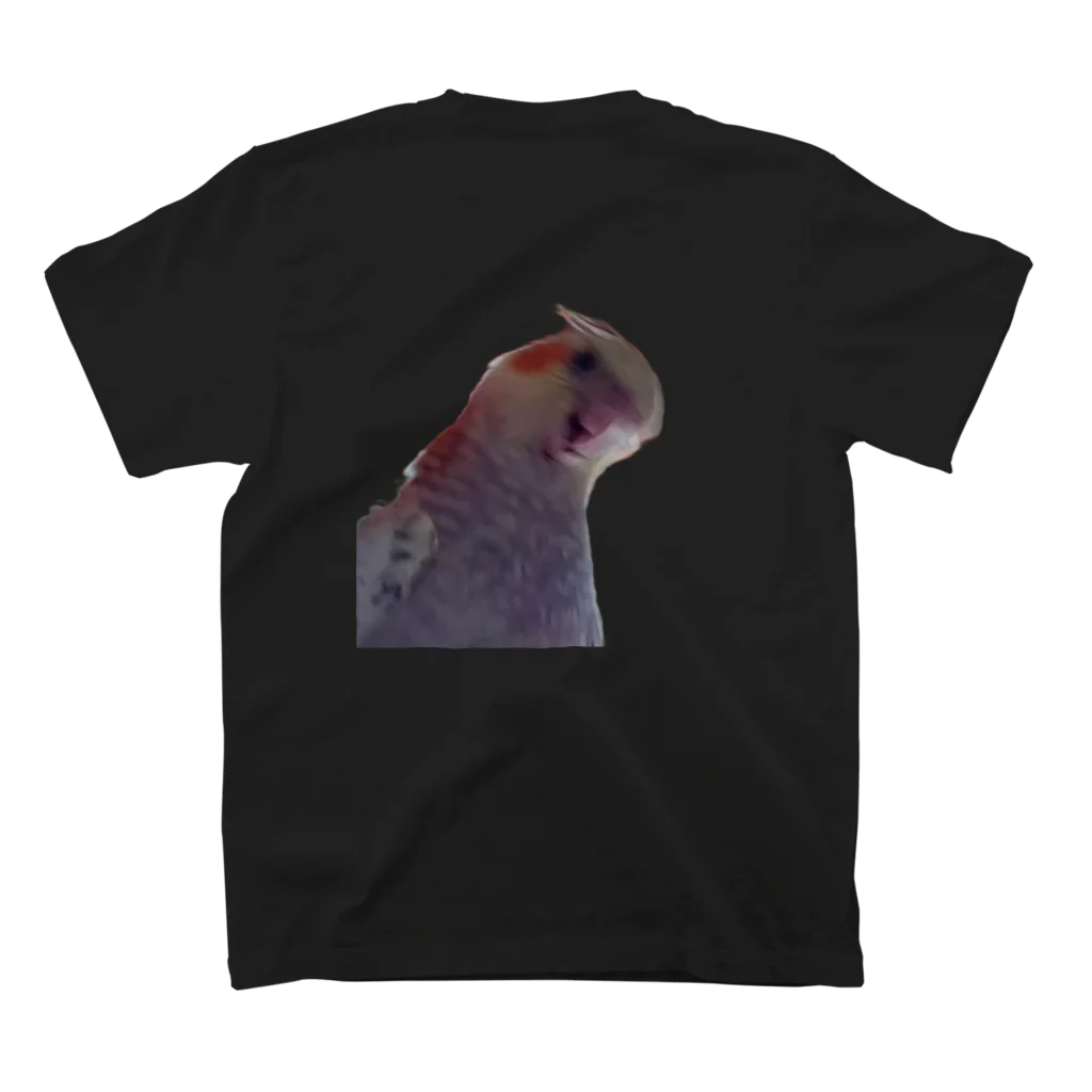 【ゆいみん】オカメインコとキノコの雑貨屋さんの荒ぶるオカメインコ Regular Fit T-Shirtの裏面