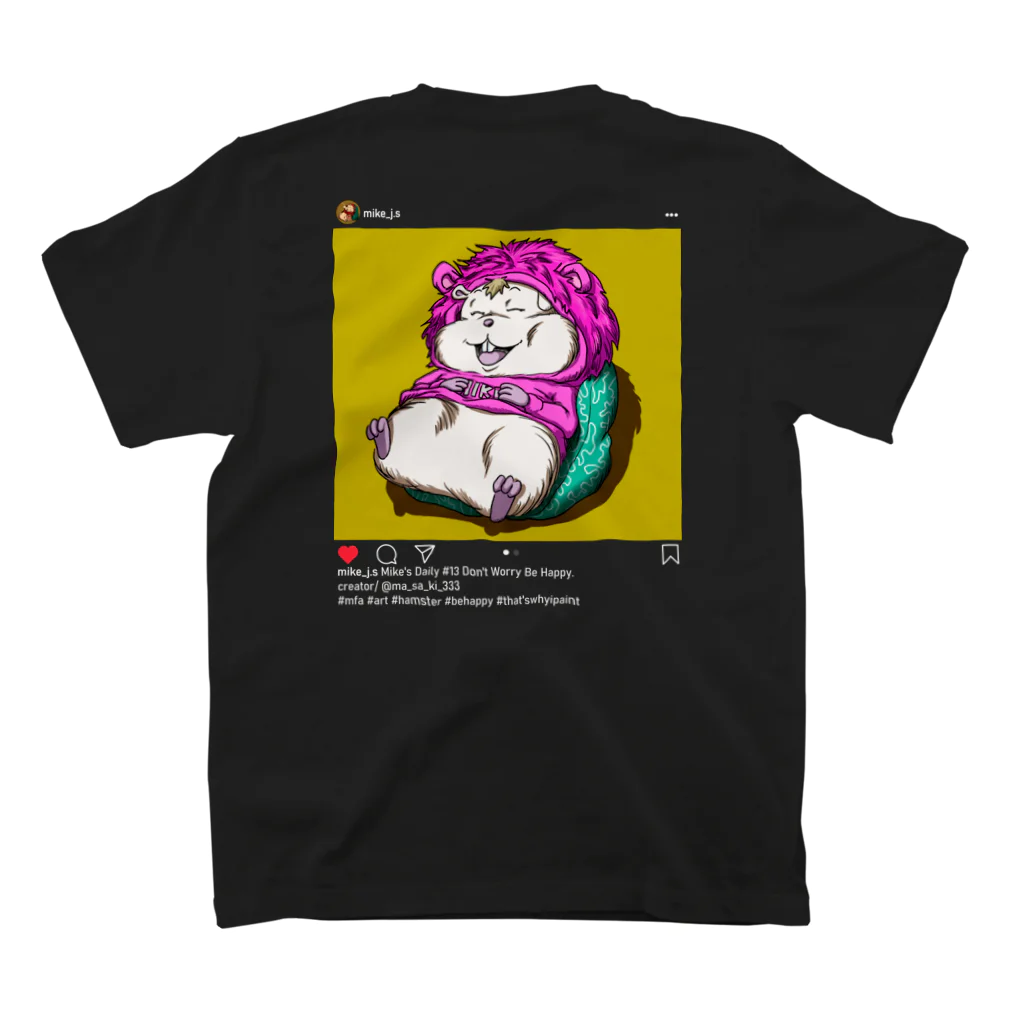 Mike's Falling AsleepのMFA "Mike's Daily" Tシャツ ブラック (Don't Worry Be Happy) 티셔츠の裏面