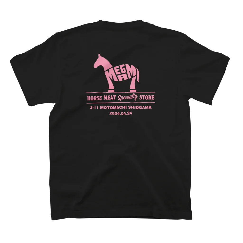 -megami-の馬神 HORSE MARK Pink/White Print スタンダードTシャツの裏面