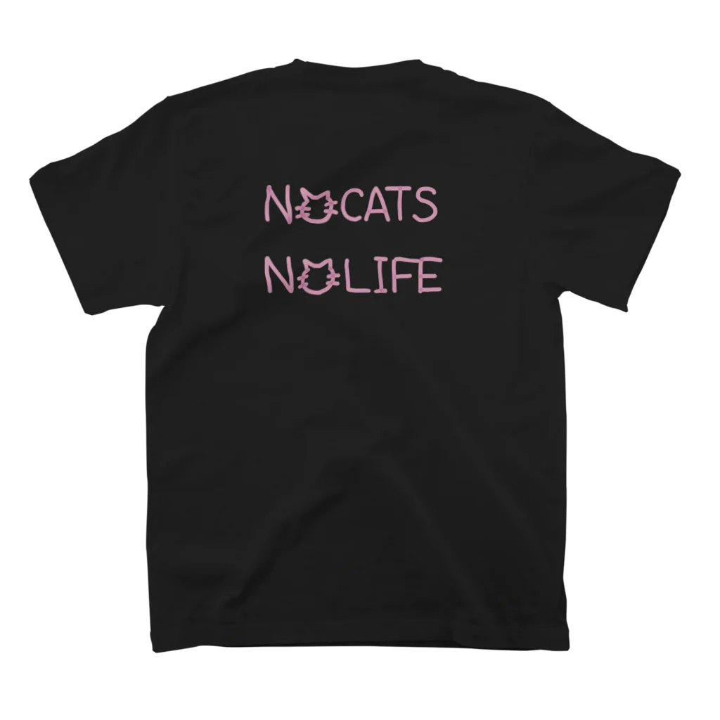 牛のTシャツ屋のNO CATS NO LIFE(両面) スタンダードTシャツの裏面