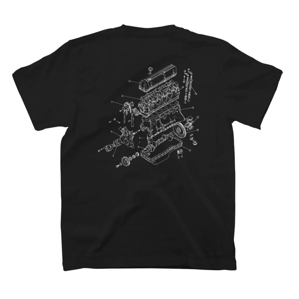 Car Club NOCTILUCAのNissan L24 Engine Regular Fit T-Shirtの裏面