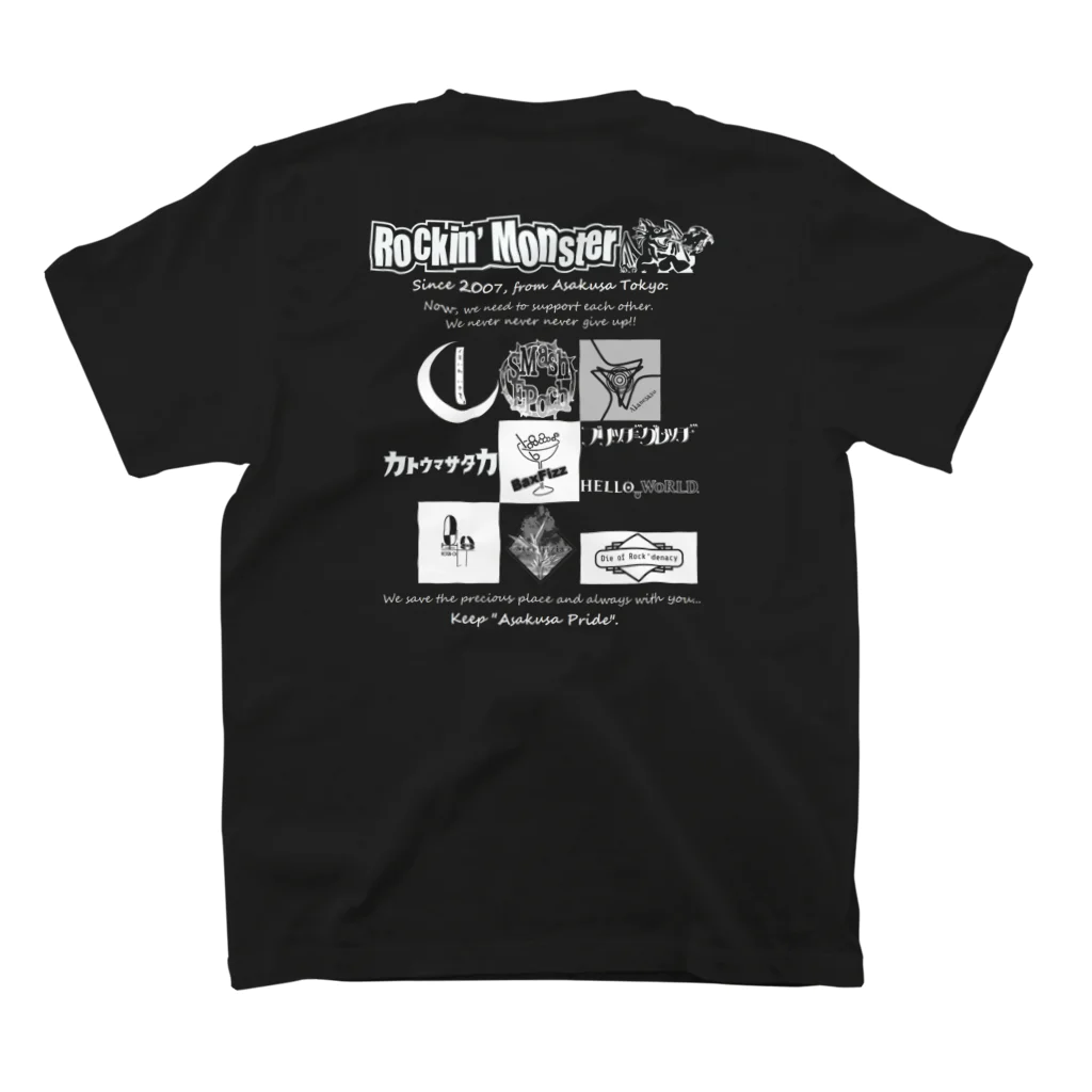 Rockin' Monster on SUZURIのSaveOurAsakusa-T 白プリント スタンダードTシャツの裏面