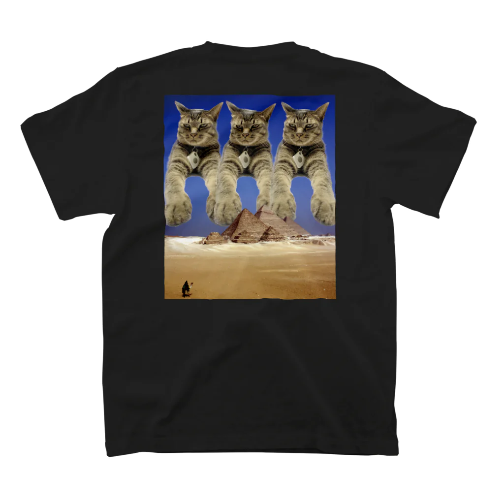 Ichiro&Jiroの背面エジプト猫猫猫 スタンダードTシャツの裏面