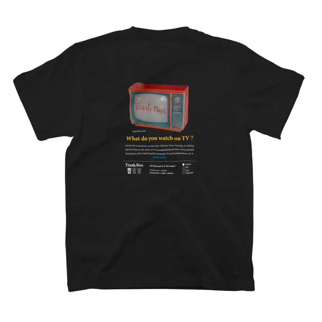 Trash BoxのT-shirt Black. “TV” スタンダードTシャツの裏面