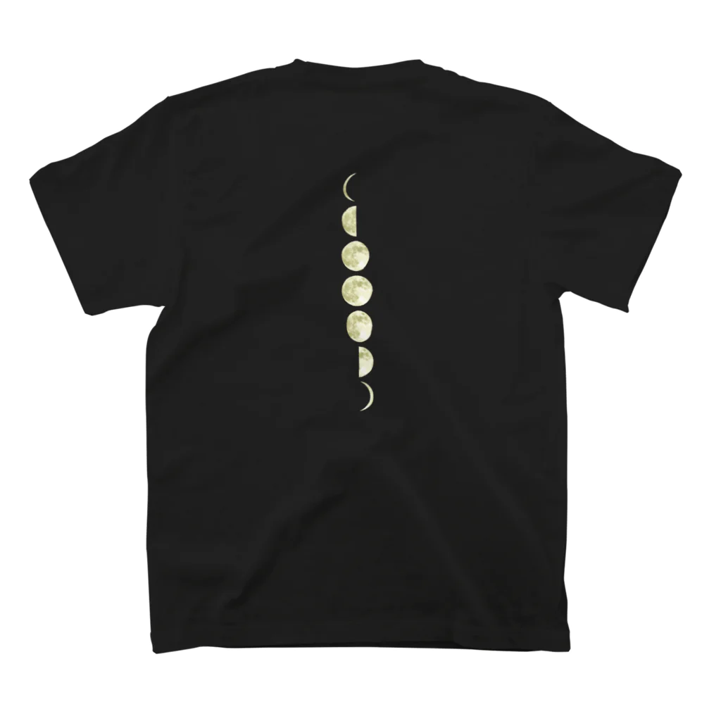 ざっか 夜光昼夢の【黄】シアンとおそろい！月の満ち欠け Regular Fit T-Shirtの裏面