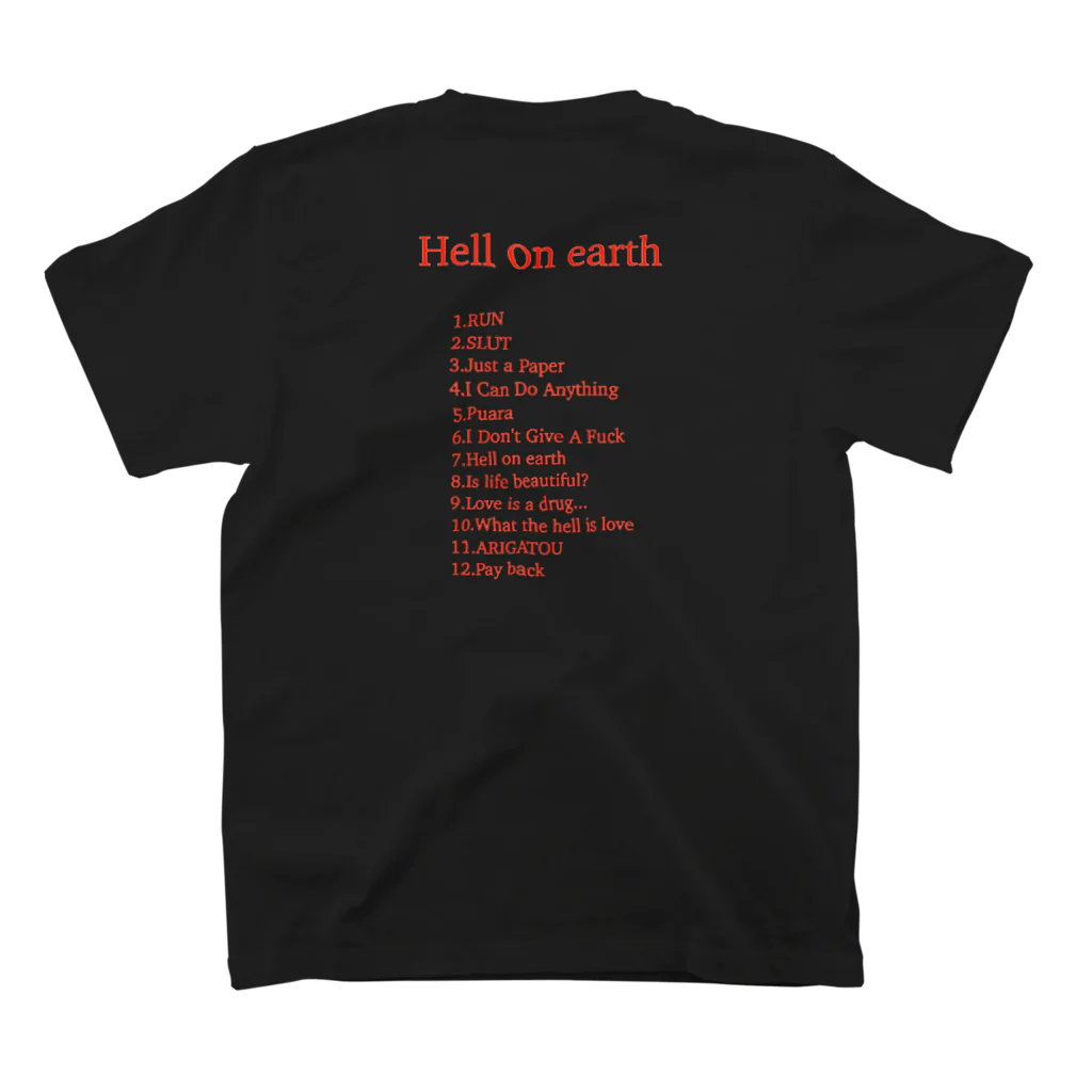 YESI BEATS STUDIOのHell on earth - album  PRINT ITEM Regular Fit T-Shirtの裏面