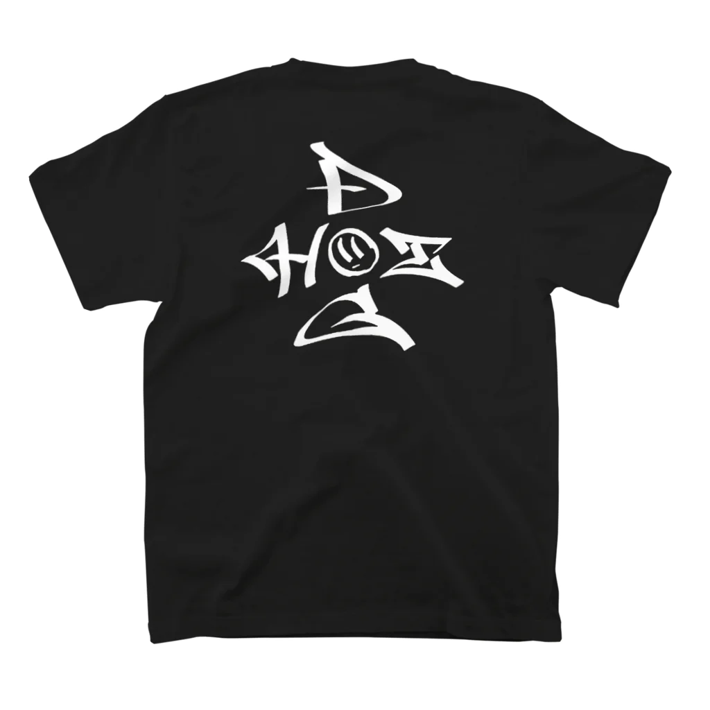 HOTDOG WORKSのHOTDOG十字ロゴ　黒×白 スタンダードTシャツの裏面