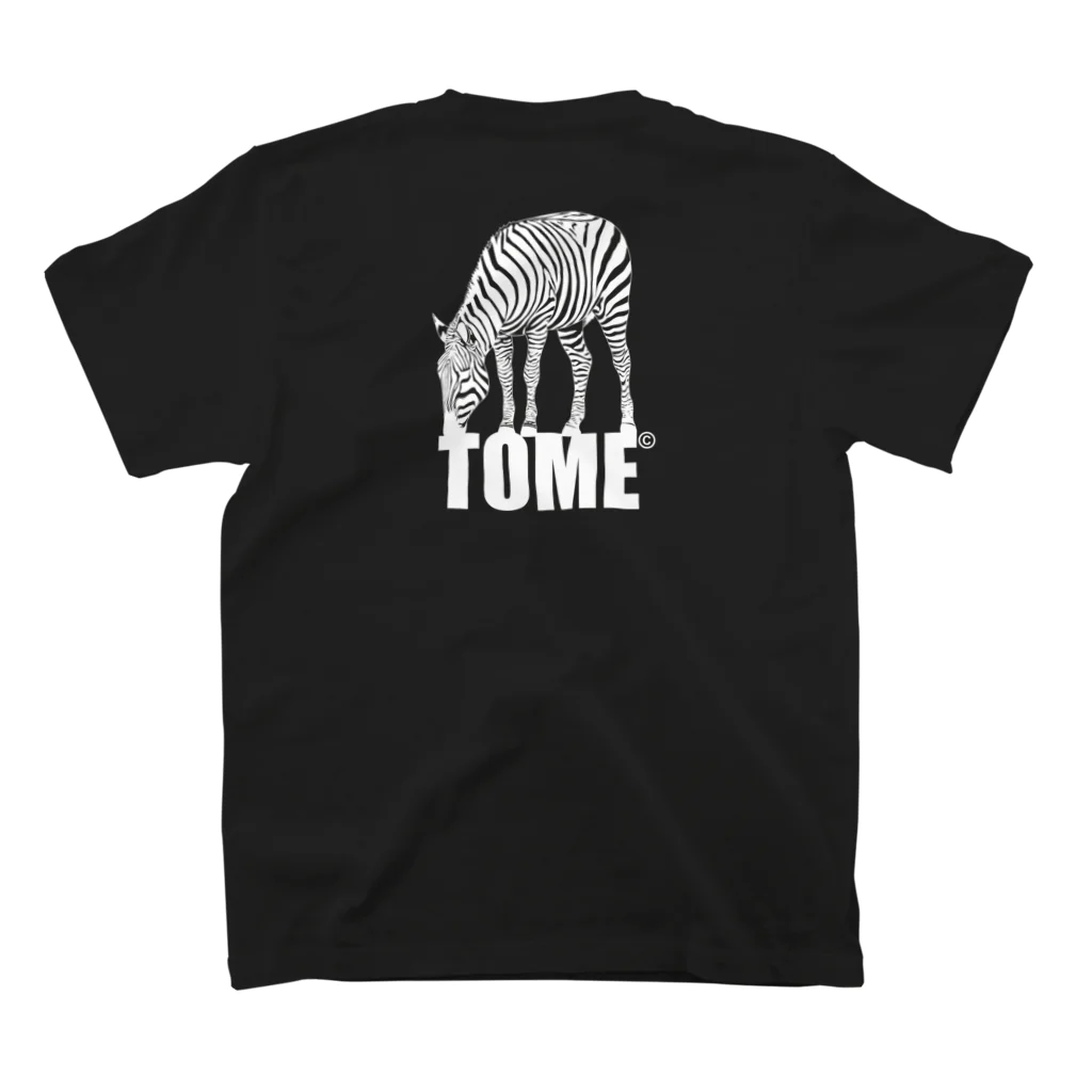 TOME GRAPHICのTOME©不起訴デザインロゴ/白文字 スタンダードTシャツの裏面