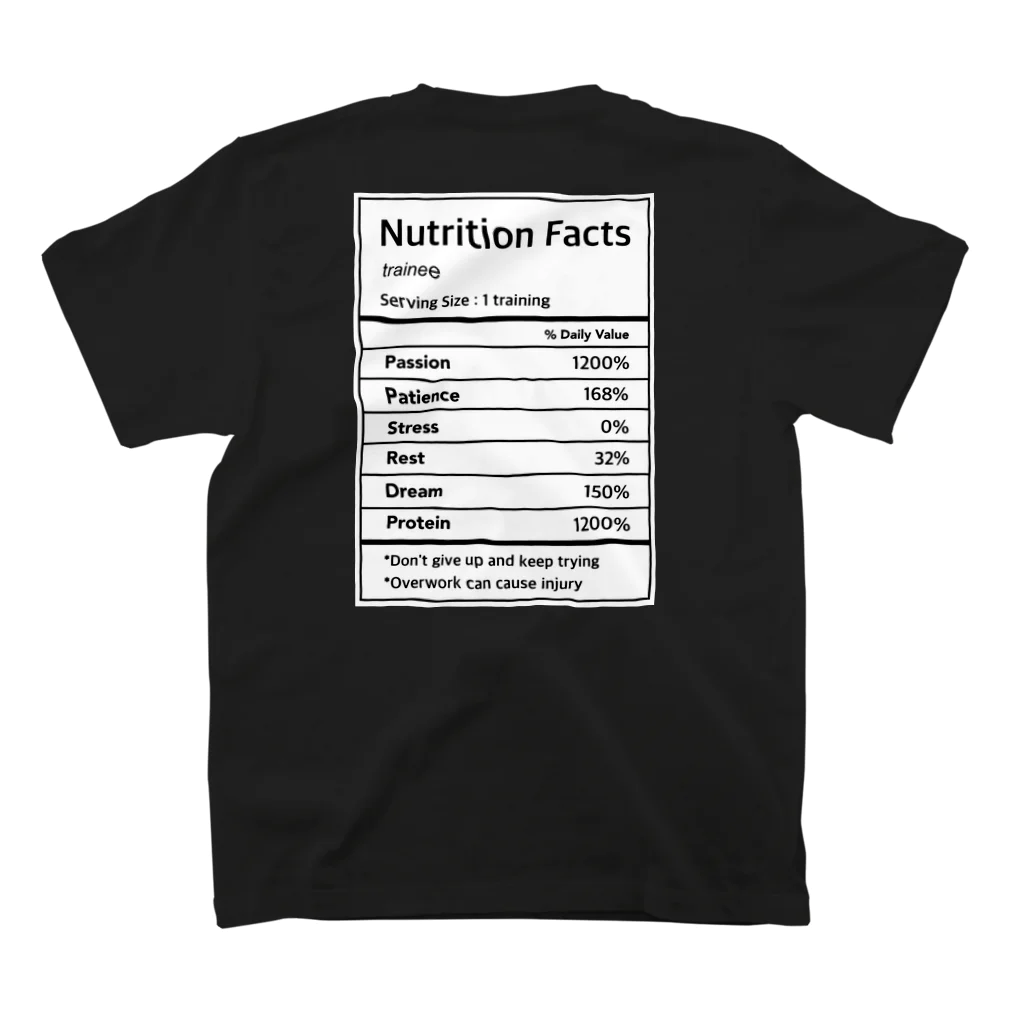 Ignitionのトレーニー栄養成分表（濃色） スタンダードTシャツの裏面