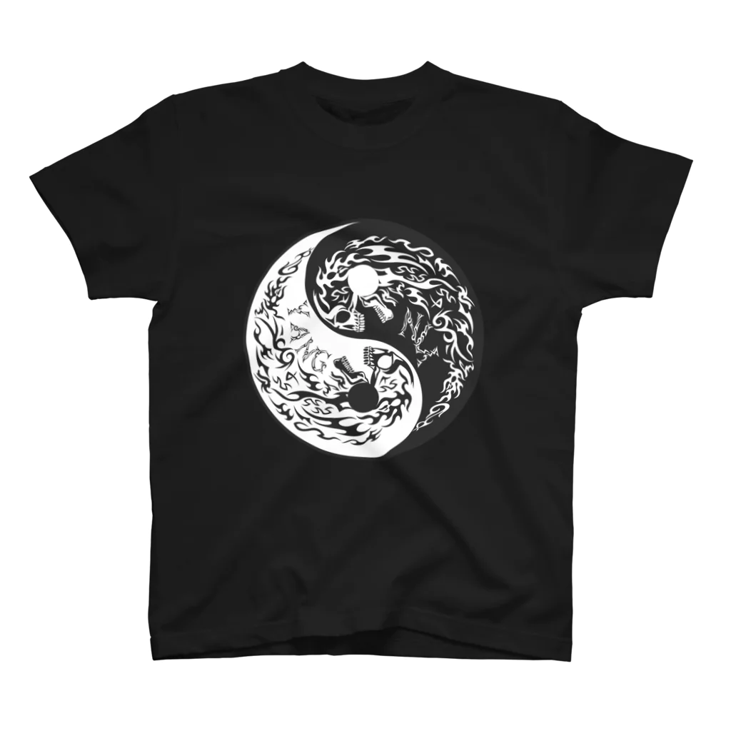 Ａ’ｚｗｏｒｋＳの陰陽髑髏 旋転 薄墨（オリジナル家紋シリーズ） Regular Fit T-Shirt