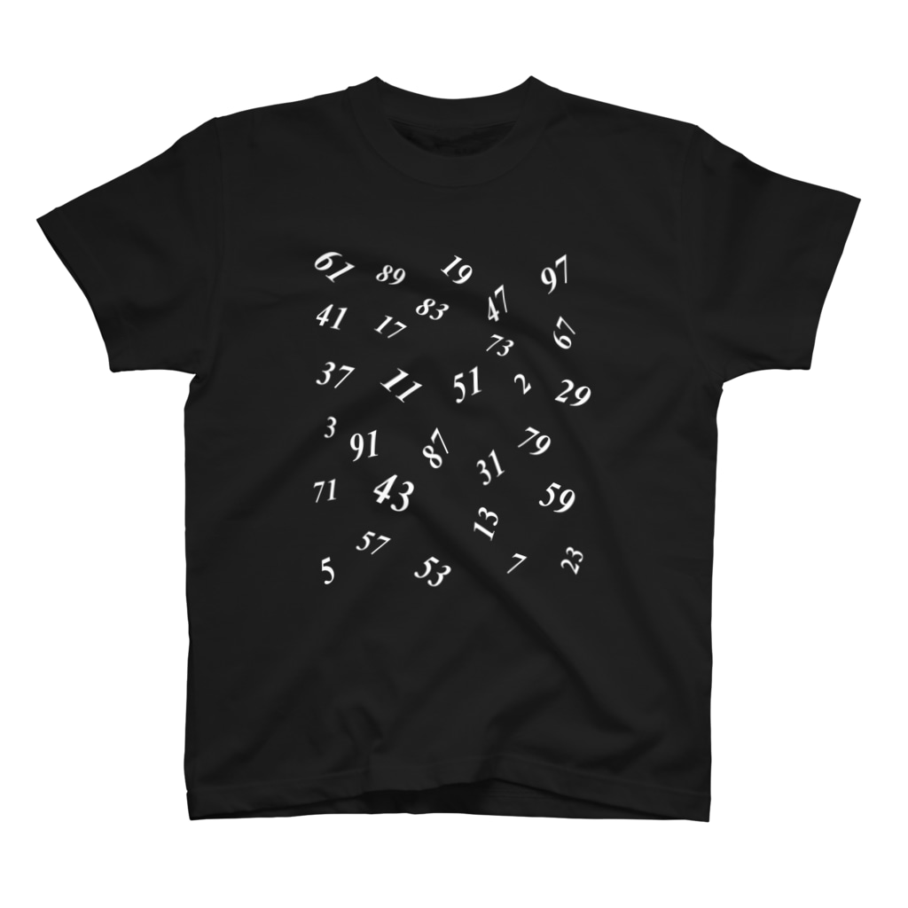 ねぎとろ:スシロールデザインワークスの素数まちがいTシャツ(白文字) Regular Fit T-Shirt