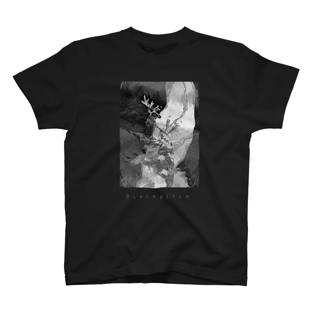 B  L  A  C  K  B  E  U  R  AのThe stream  / dark tribe - black Regular Fit T-Shirt