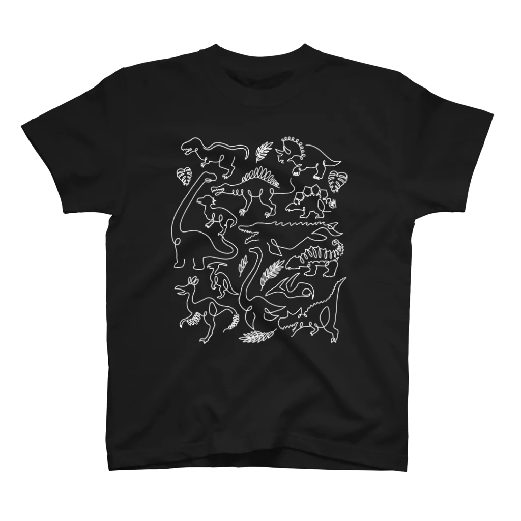 あおとあかの一筆恐竜A(WhiteLine) スタンダードTシャツ