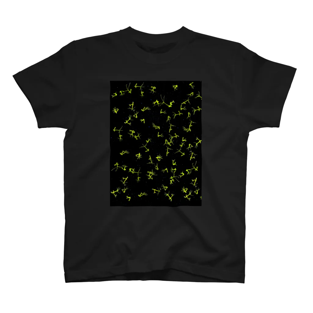 ドクガエルのグリーンヒドラの群れ・宇宙 スタンダードTシャツ