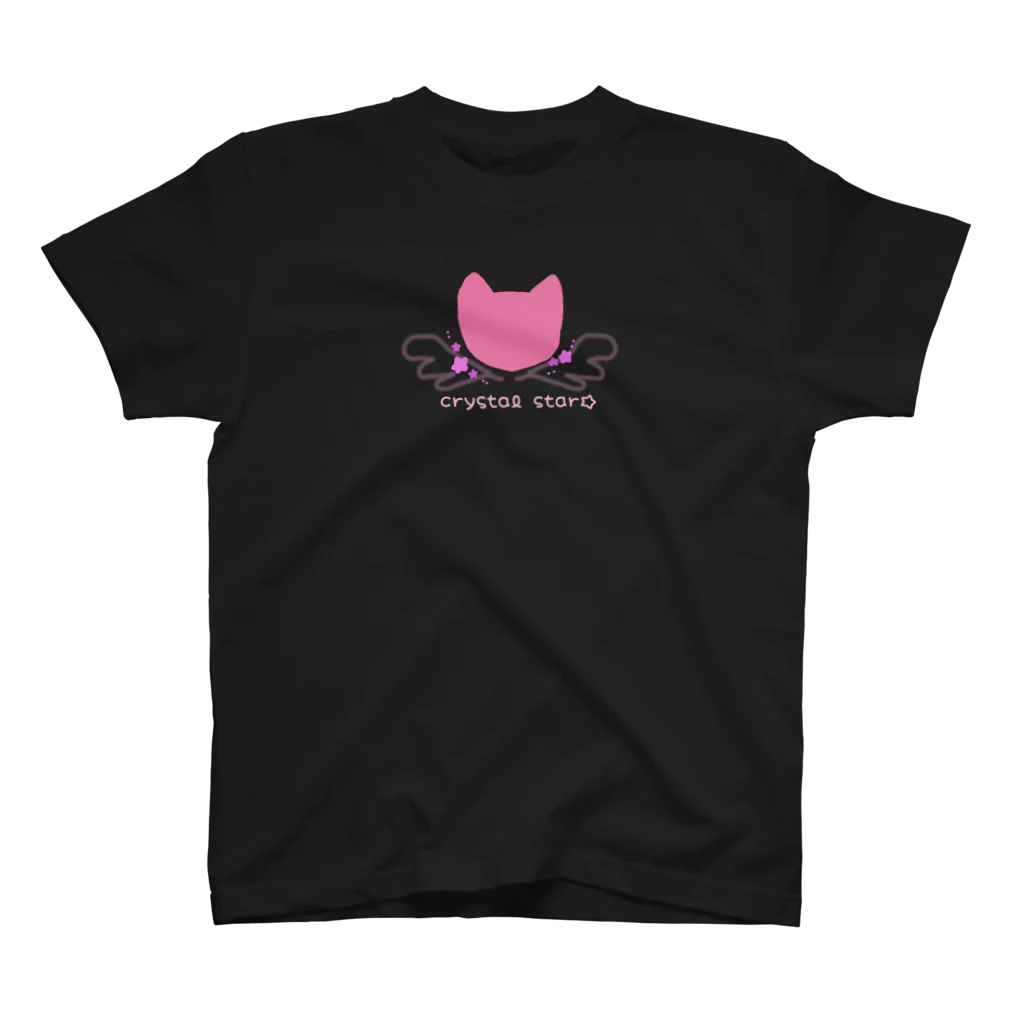 crystal star☆の猫に星と羽根 スタンダードTシャツ