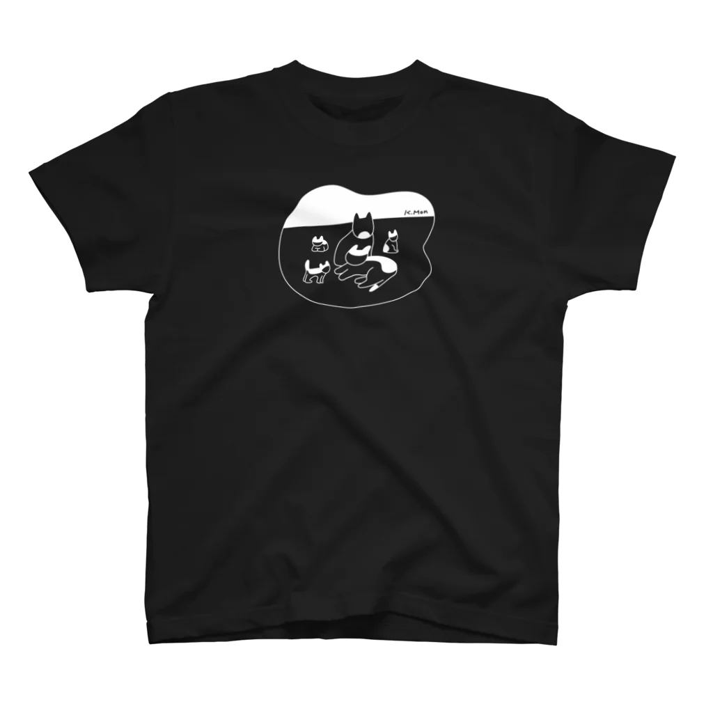 MONKUMIKOのねこの家族（白） スタンダードTシャツ