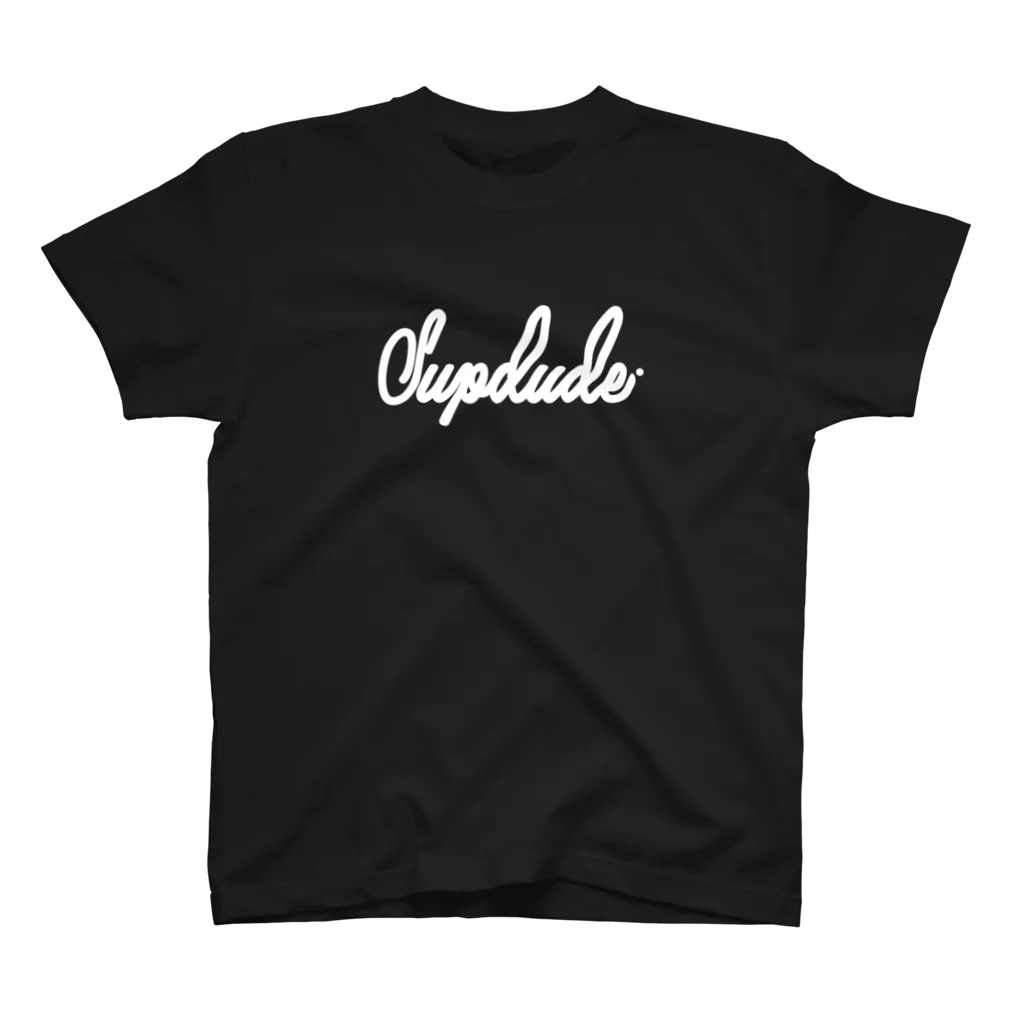 SupdudeのCalligraphy(WhiteBase) Regular Fit T-Shirt