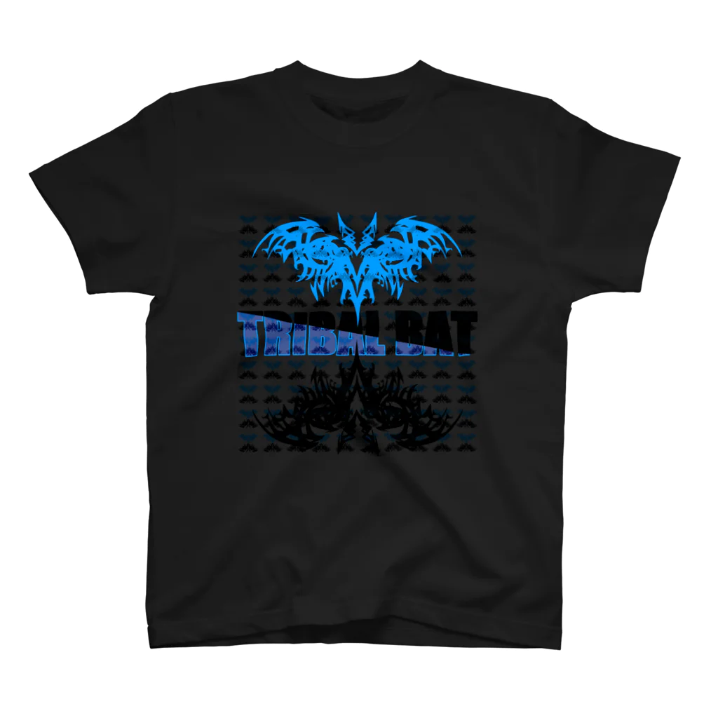 Ａ’ｚｗｏｒｋＳのTRIBAL☆BAT MIRROR BLU&BLK スタンダードTシャツ